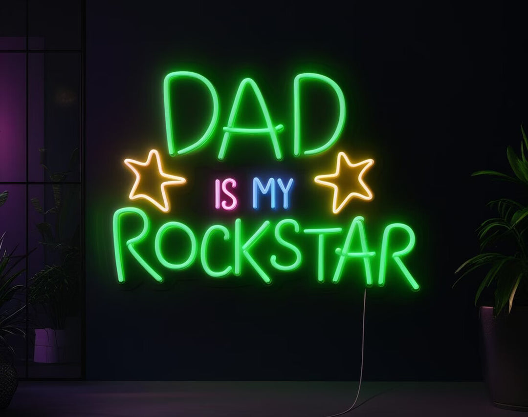 Dad Is My Rockstar Neon Sign by manhattanneons.com - Honor your rockstar dad with this LED Neon Sign.