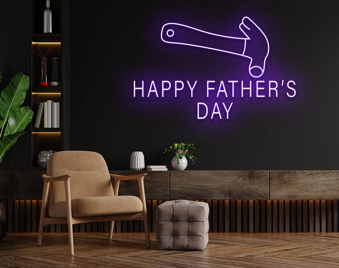Happy Father's Day with Hammer Neon Sign by manhattanneons.com - A unique and creative LED Neon Sign for Father's Day.