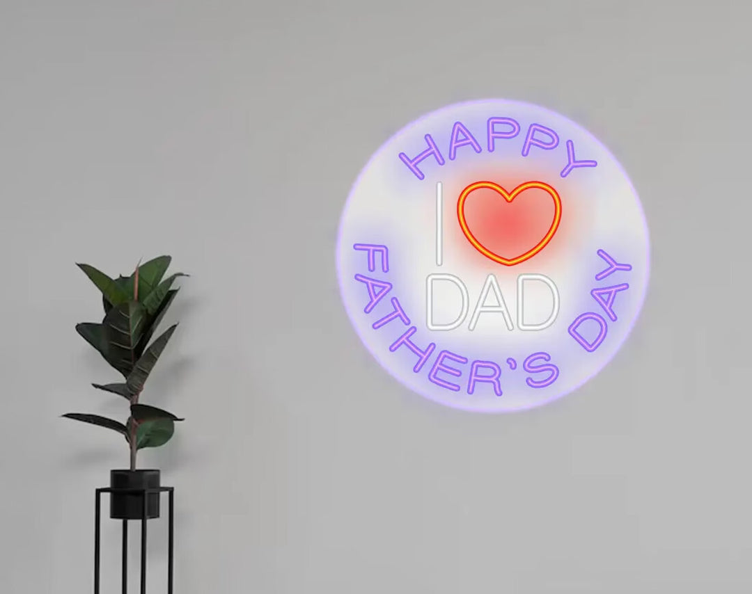 I Love Dad in Circle Neon Sign by manhattanneons.com - Show your love with this circular LED Neon Sign.