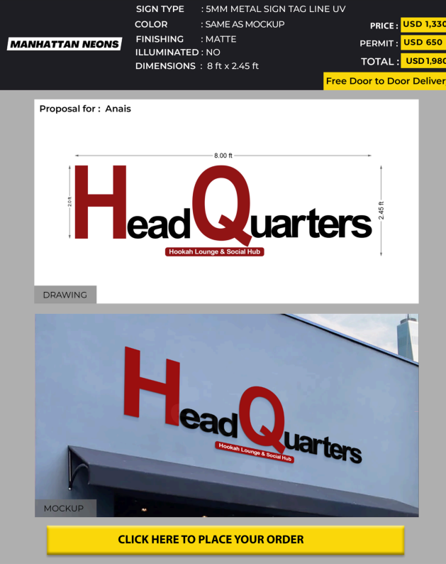 1st Half payment for Anais Headquarters