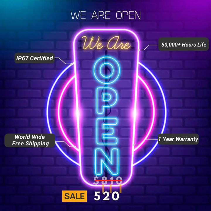 We Are Open Neon Sign - Brighten Your Space with Style - from manhattonneons.com.