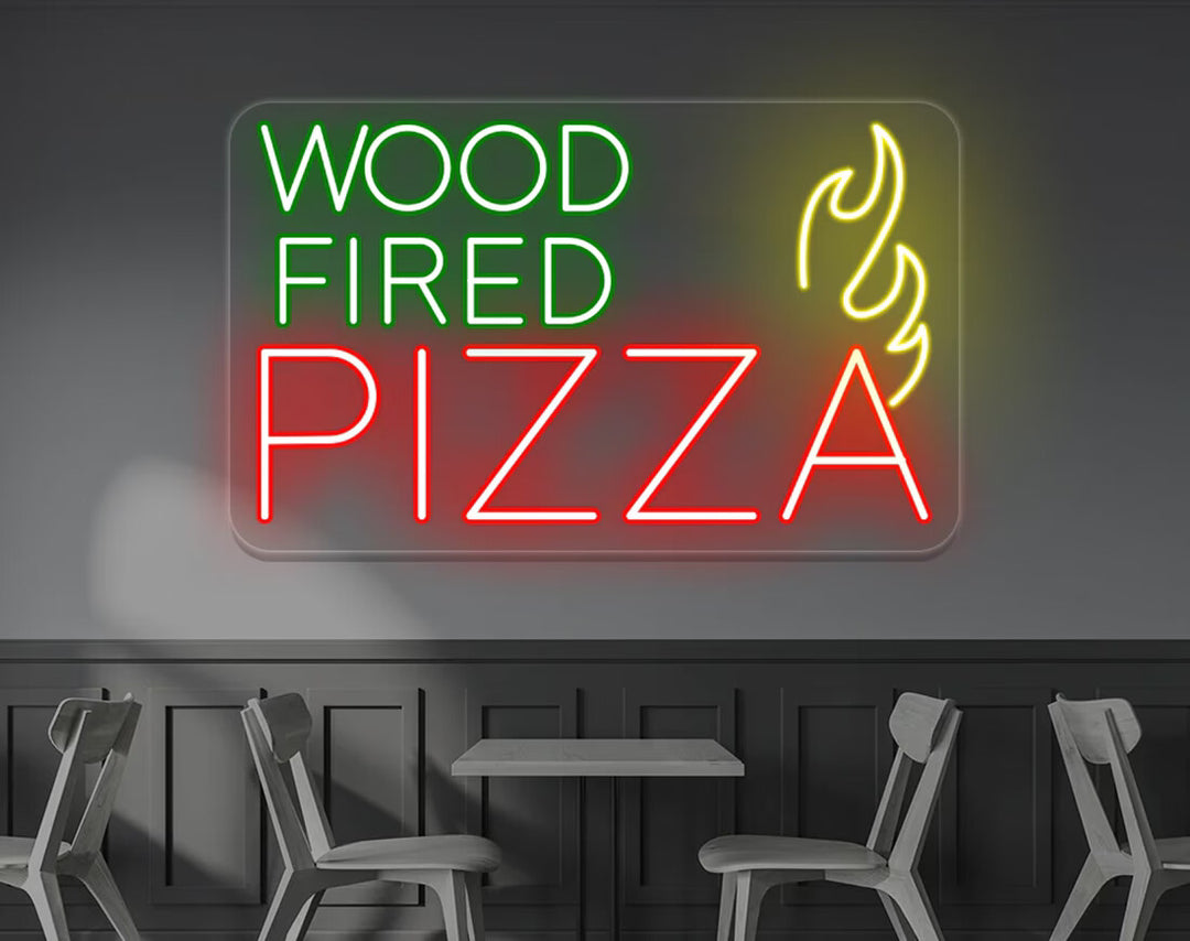 Wood Fired Pizza LED Neon Sign by manhattanneons.com - Neon sign for pizzerias and restaurants.
