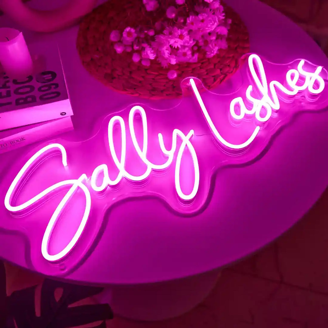 Sally Lashes Name Neon Sign - your name in lights, with a cool neon vibe - from manhattonneons.com
