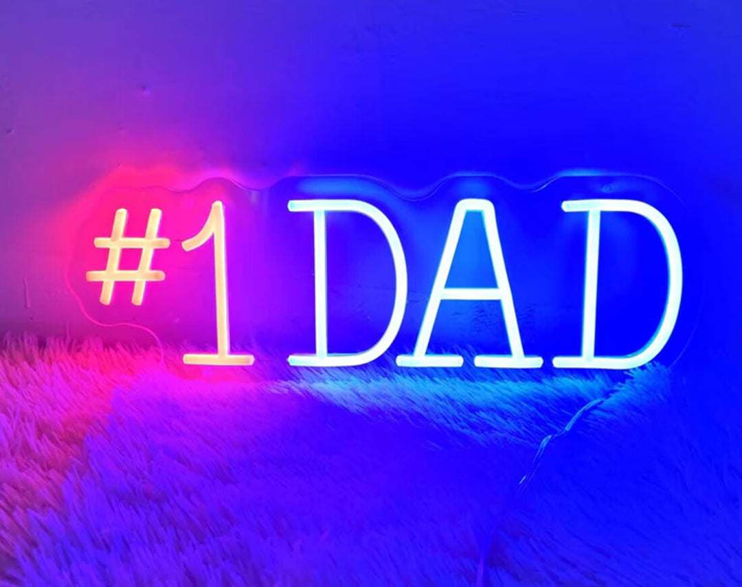 #1 Dad Neon Sign by manhattanneons.com - Celebrate the #1 dad with this glowing LED Neon Sign.