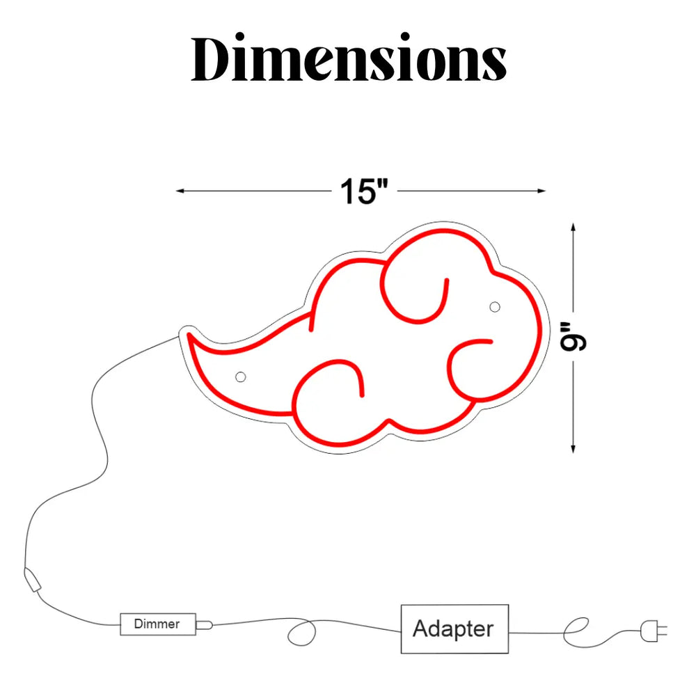 Akatsuki Cloud Neon Sign Dimensions