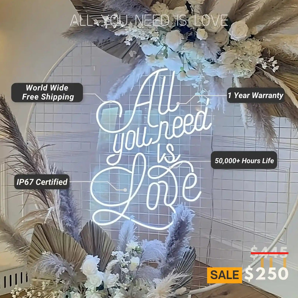 All You Need is Love Neon Sign | Embrace the Power of Love - Radiant Neon Creations from manhattonneons.com.