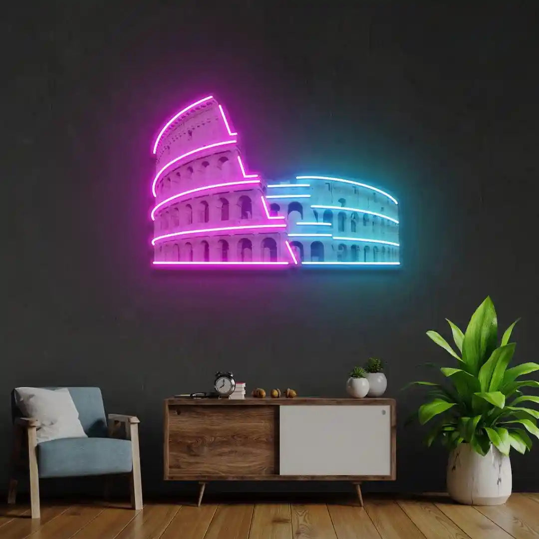 Ancient Rome Colosseum UV Printed Neon Artwork - Timeless Illumination, stunning glow - from manhattonneons.com.