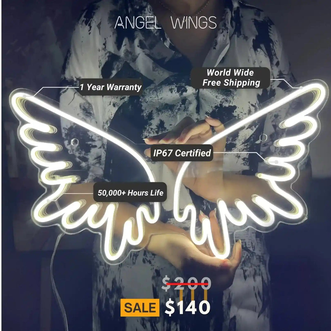 Angel Wings Neon Sign | Illuminate Your Space with Heavenly Elegance ManhattanNeons