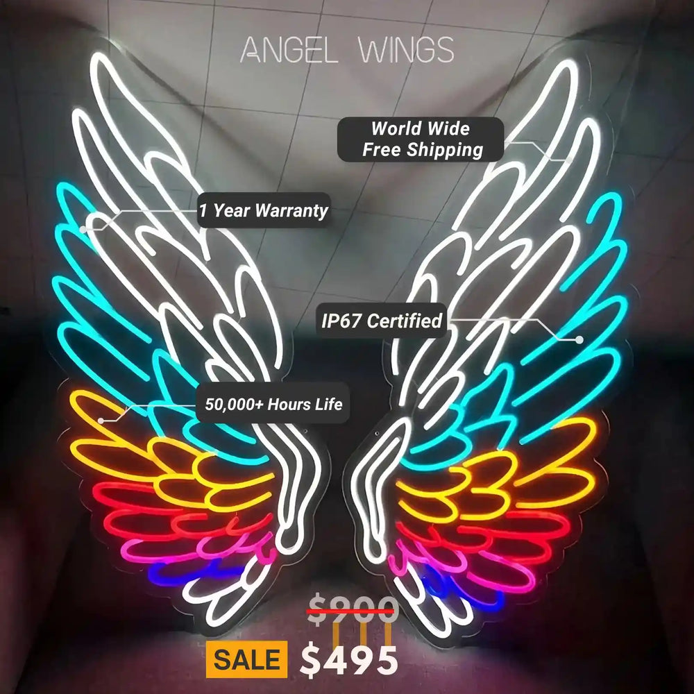 Angel Wings Neon Sign - Radiant Heavenly Glow - from manhattonneons.com.