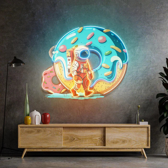 Astronaut Donut UV Art Led Neon sign Acrylic Artwork adding cosmic vibes to your room at manhattanneons.com