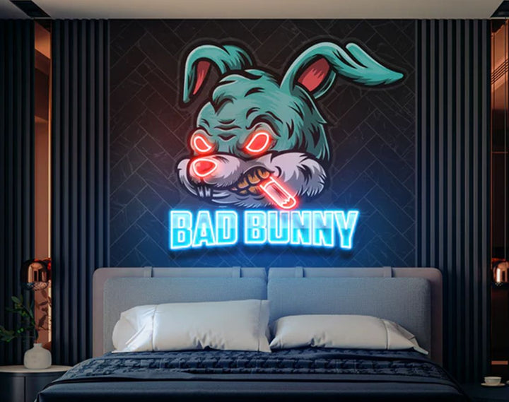 Bad Bunny LED Neon Sign by manhattanneons.com – Mischievous vibes in glowing color.