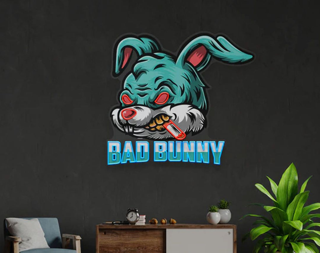 Bad Bunny LED Neon Sign by manhattanneons.com – Mischievous vibes in glowing color.
