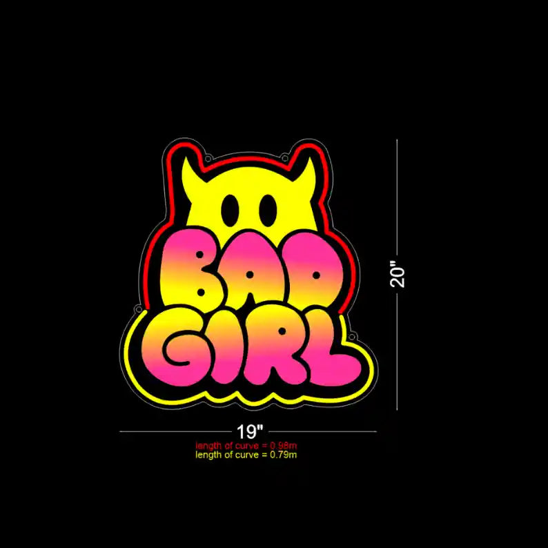 Bad Girl UV Printed Neon Artwork - Embrace Your Rebel Spirit - from manhattonneons.com.