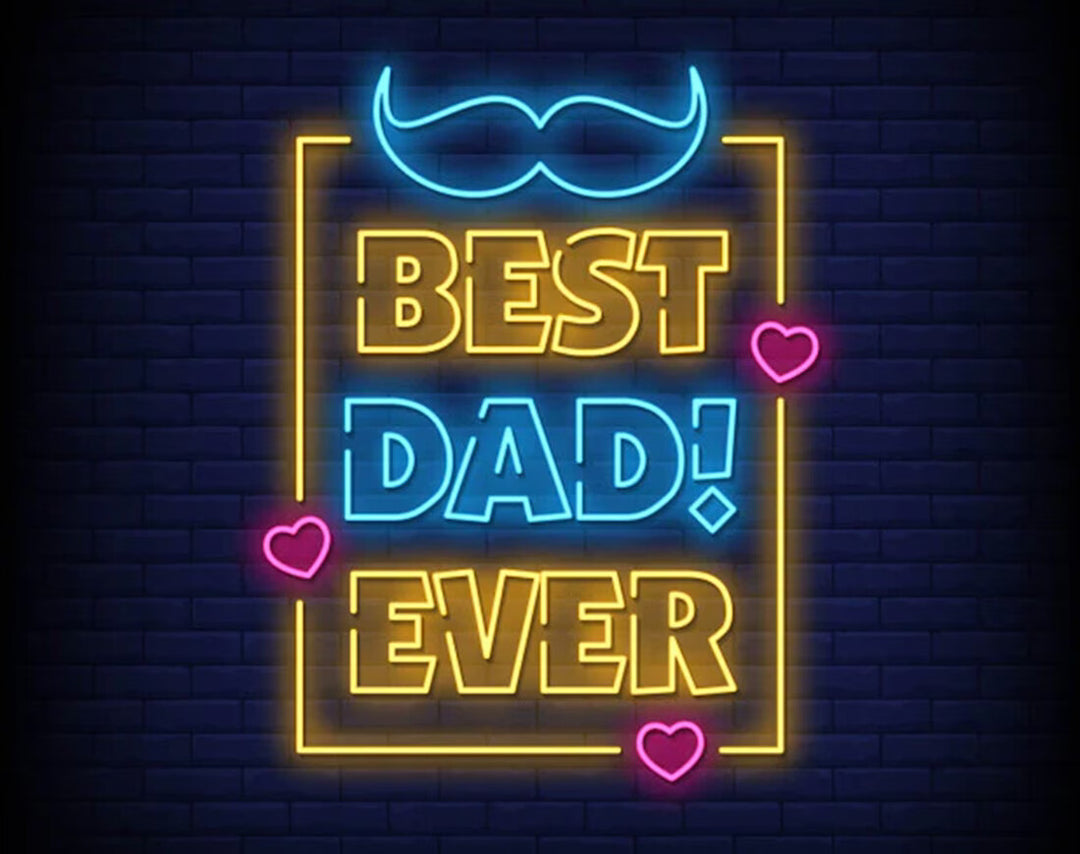 Best Dad Ever Lettering Neon Sign by manhattanneons.com - A bold and stylish LED Neon Sign for Father's Day.