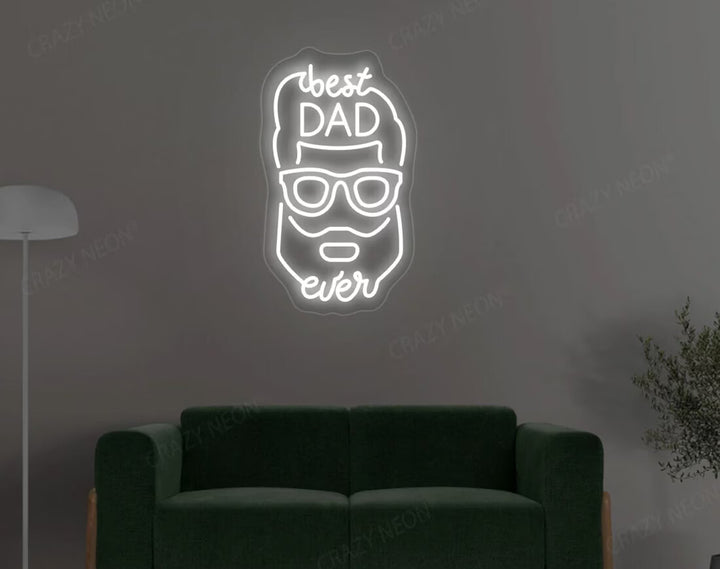 Best Dad Ever With Face Father's Day Neon Sign by manhattanneons.com - A unique and personalized LED Neon Sign for Father's Day.