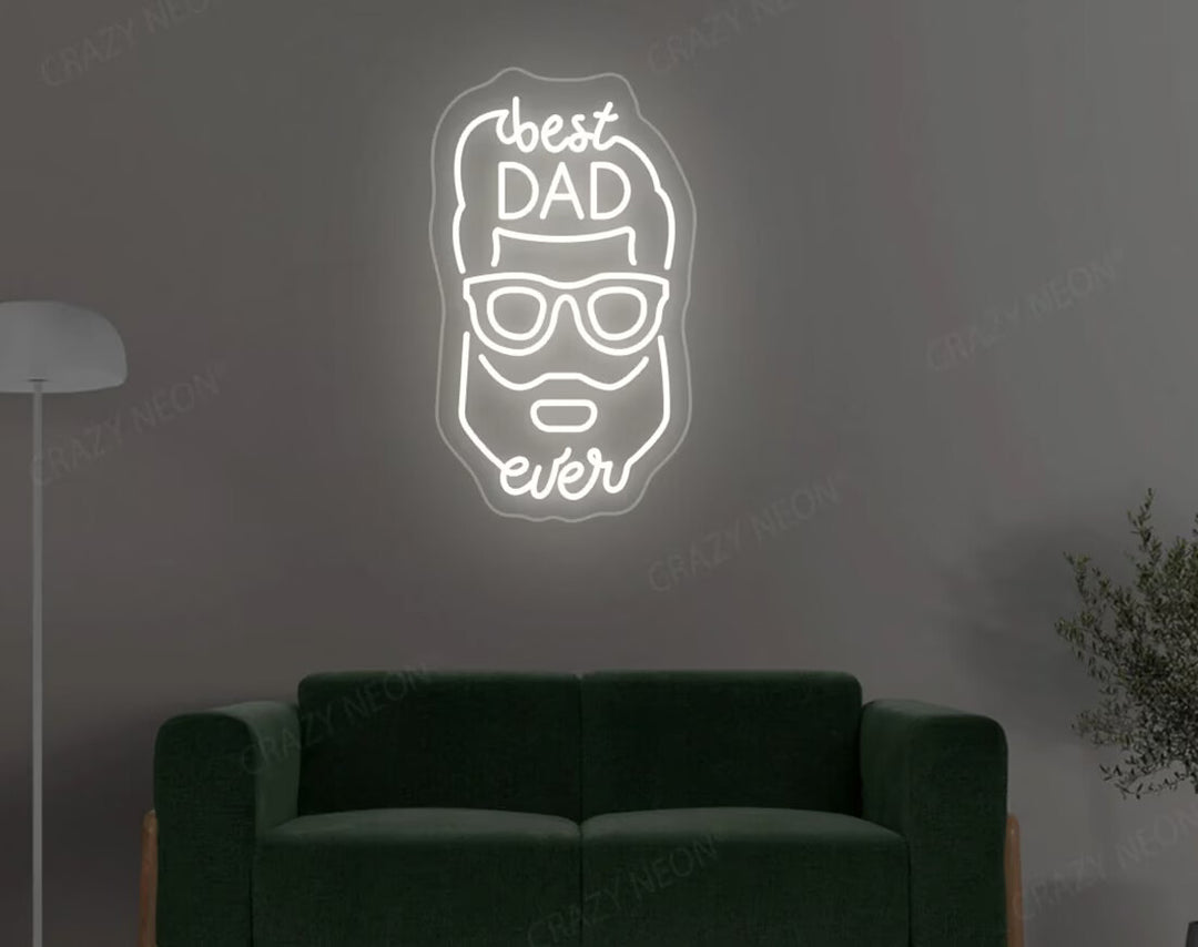 Best Dad Ever With Face Father's Day Neon Sign by manhattanneons.com - A unique and personalized LED Neon Sign for Father's Day.