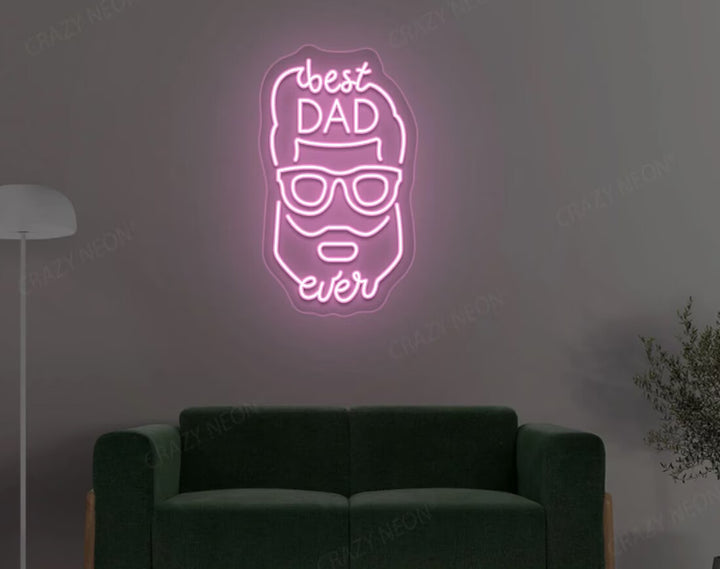 Best Dad Ever With Face Father's Day Neon Sign by manhattanneons.com - A unique and personalized LED Neon Sign for Father's Day.