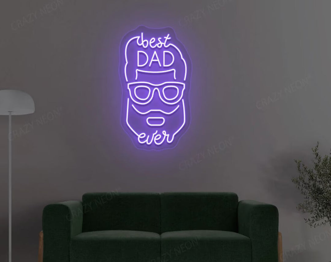 Best Dad Ever With Face Father's Day Neon Sign by manhattanneons.com - A unique and personalized LED Neon Sign for Father's Day.