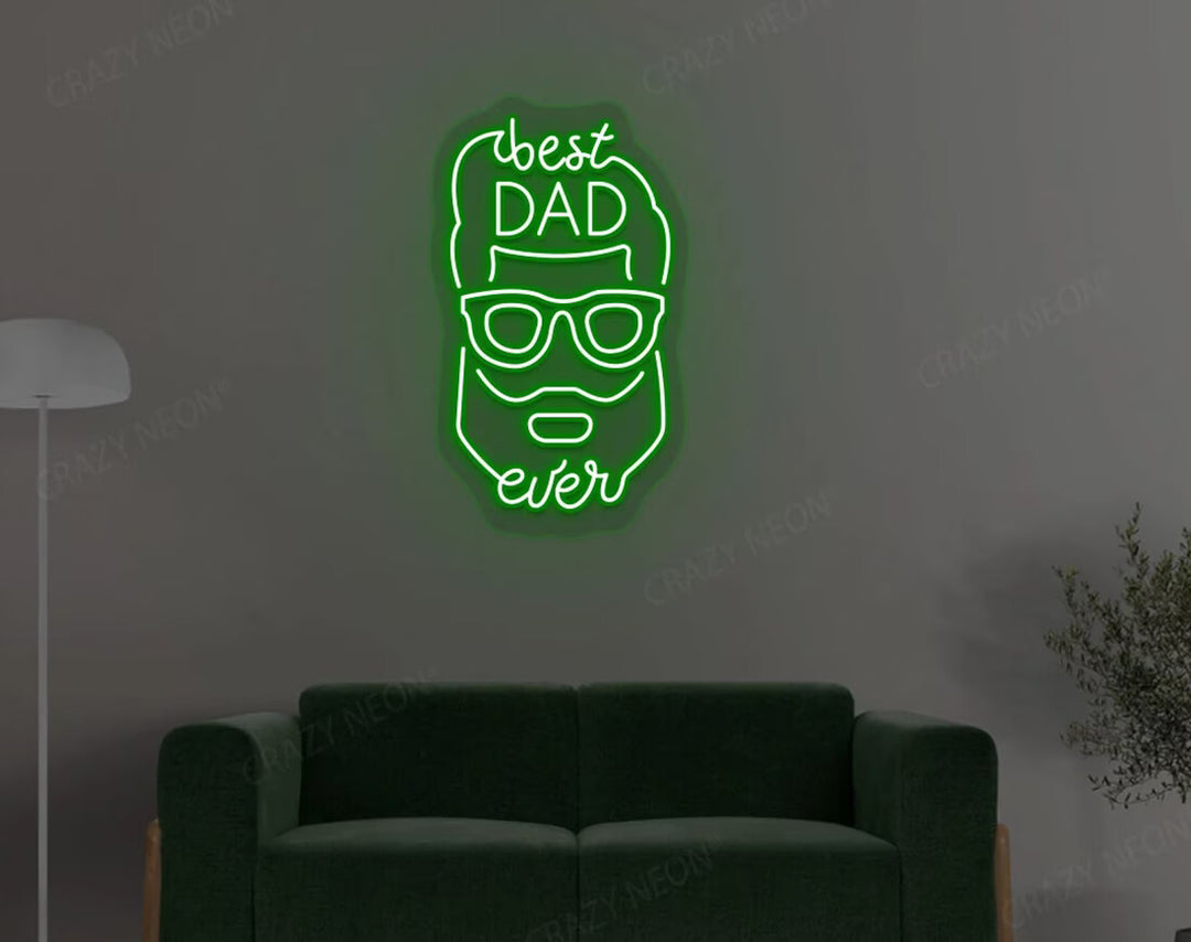 Best Dad Ever With Face Father's Day Neon Sign by manhattanneons.com - A unique and personalized LED Neon Sign for Father's Day.