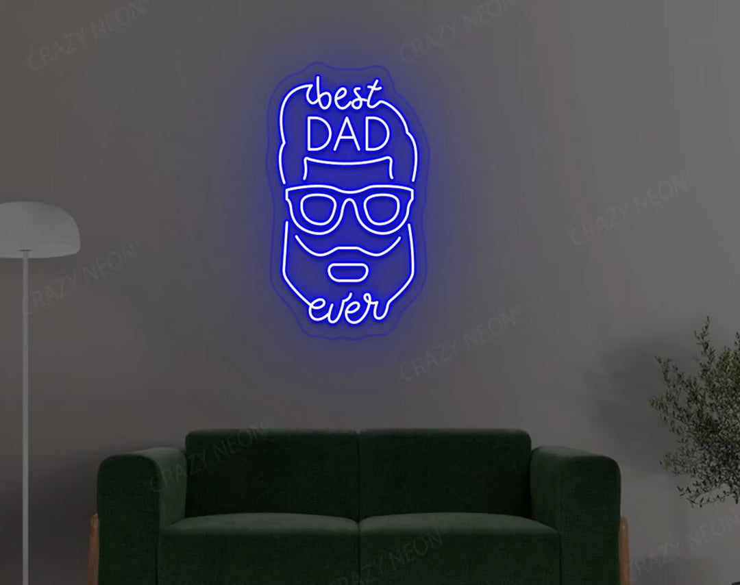 Best Dad Ever With Face Father's Day Neon Sign by manhattanneons.com - A unique and personalized LED Neon Sign for Father's Day.