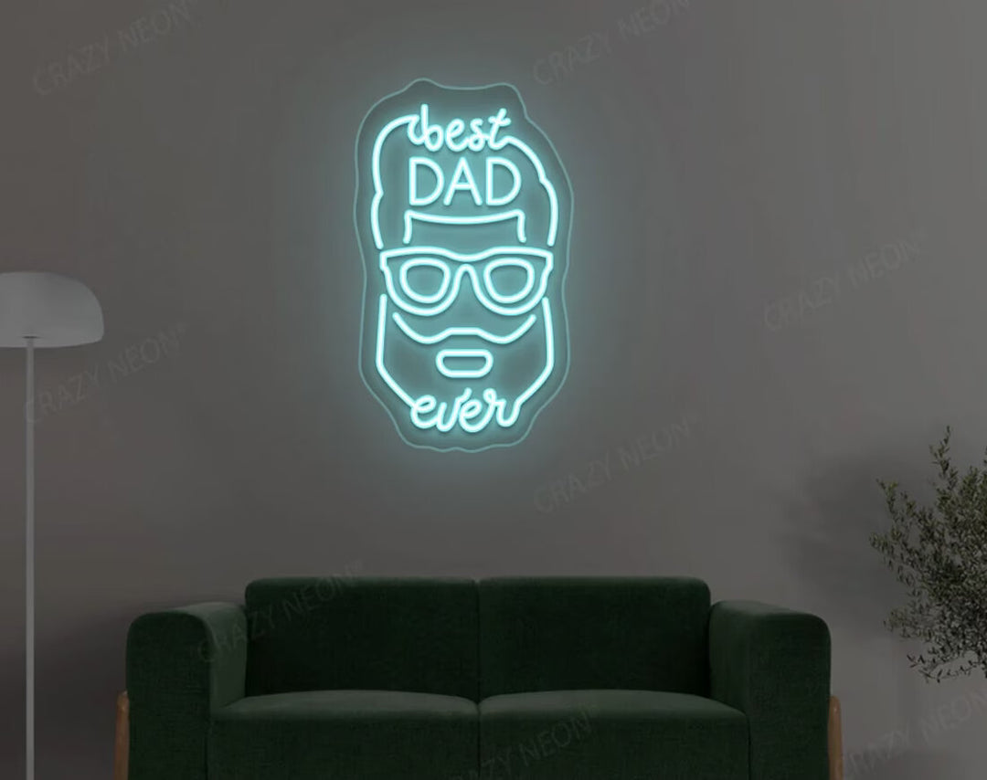 Best Dad Ever With Face Father's Day Neon Sign by manhattanneons.com - A unique and personalized LED Neon Sign for Father's Day.