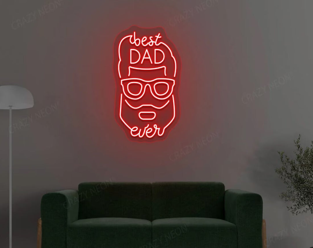 Best Dad Ever With Face Father's Day Neon Sign by manhattanneons.com - A unique and personalized LED Neon Sign for Father's Day.