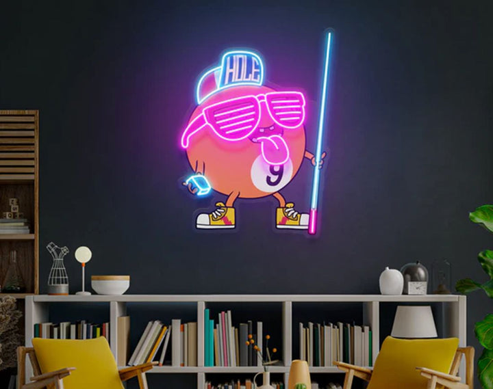 Billiards Room Decor LED Neon Sign by manhattanneons.com – Light up your game space in style.