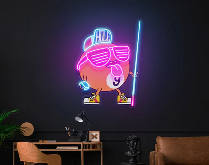 Billiards Room Decor LED Neon Sign by manhattanneons.com – Light up your game space in style.