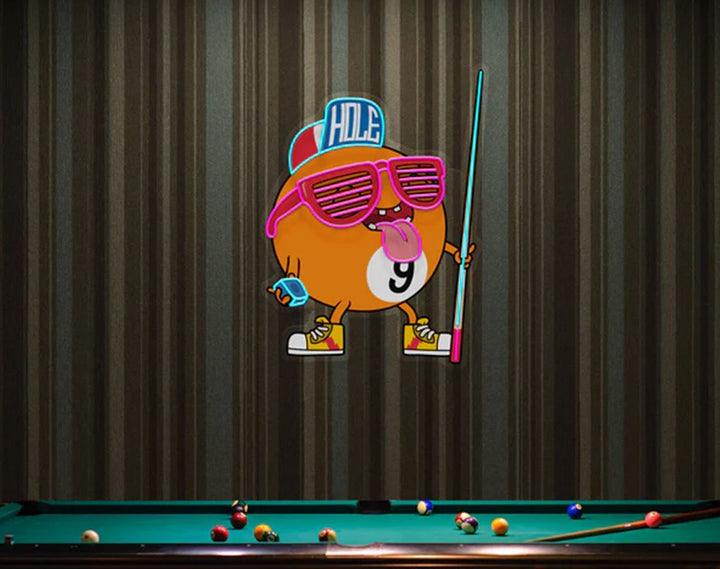 Billiards Room Decor LED Neon Sign by manhattanneons.com – Light up your game space in style.
