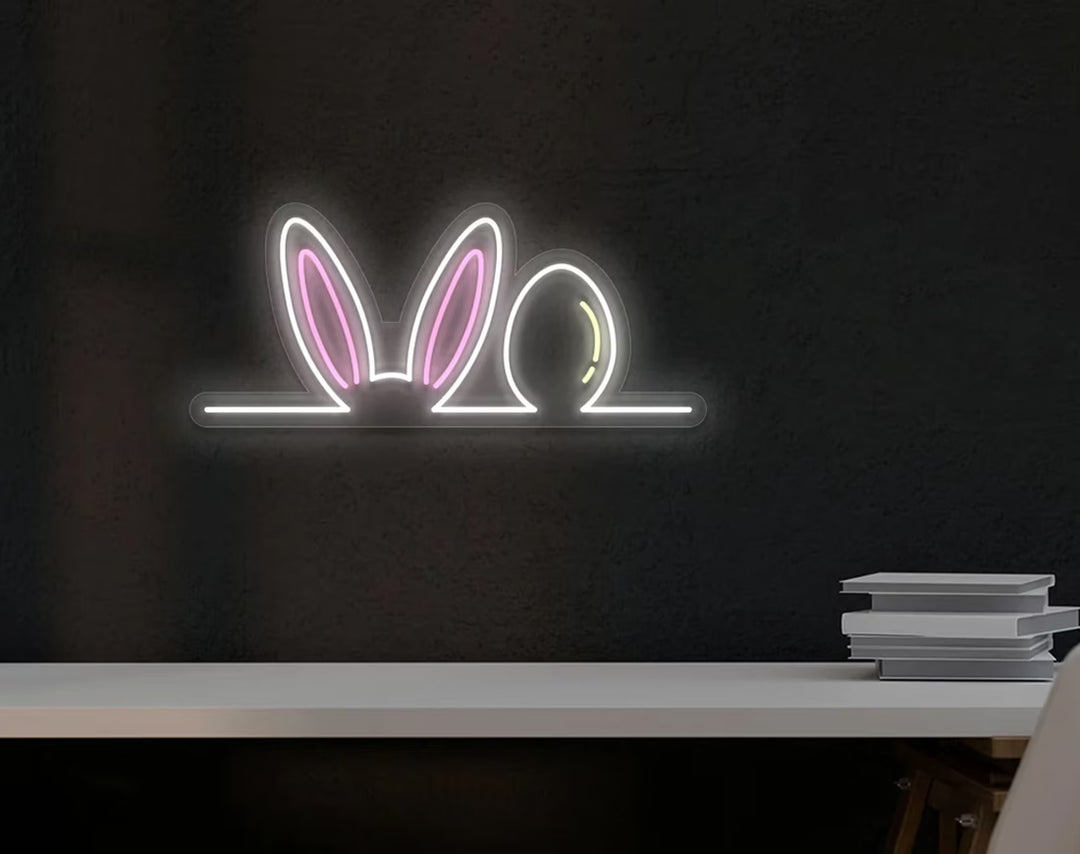 Bunny Ears with Egg Easter Neon Sign by manhattanneons.com – A playful bunny ears and egg neon sign.