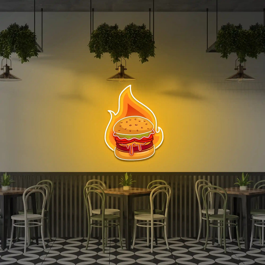 Burger UV Light | Sizzle Up Your Space - Illuminate Your Room with a Delicious Glow - from manhattonneons.com.