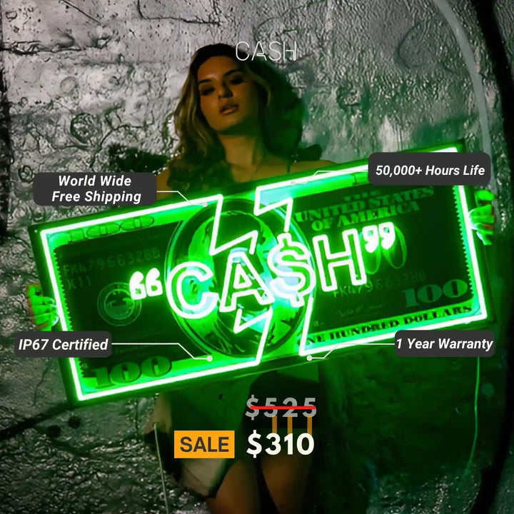 CA$H Neon Sign | Money Power Success - Illuminate Your Space - from manhattonneons.com.