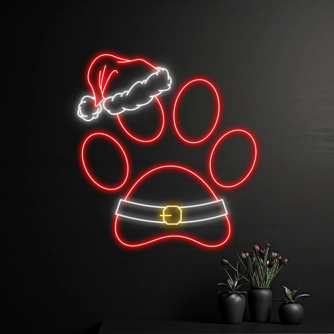 Christmas Paw Merry Christmas Neon Sign by manhattanneons.com - Add festive joy with this paw-themed Christmas neon sign.