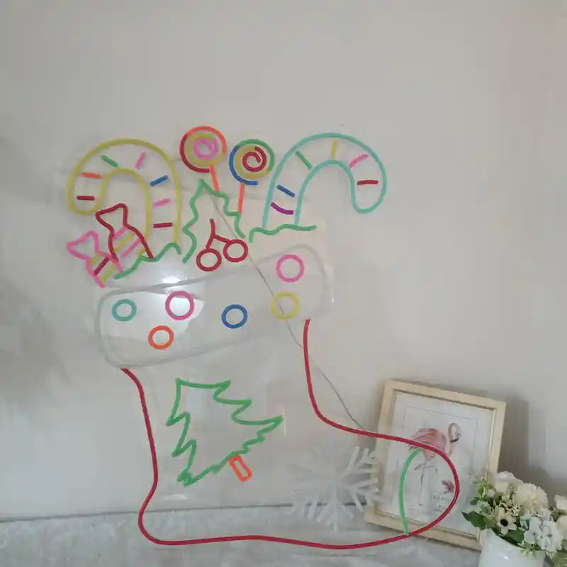 Christmas Sock Neon Sign by manhattanneons.com - Add a festive touch with this Christmas sock neon sign to your holiday décor.