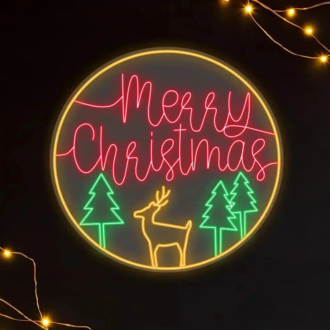 Circular Merry Christmas Sign Neon Artwork | Christmas Illumination ManhattanNeons