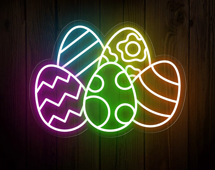 Colorful Multi Eggs Easter Neon Sign by manhattanneons.com – A vibrant Easter egg neon display.