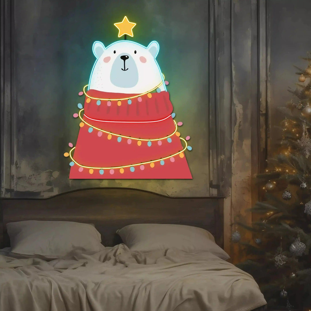 Cute Polar Bear Christmas Art ManhattanNeons