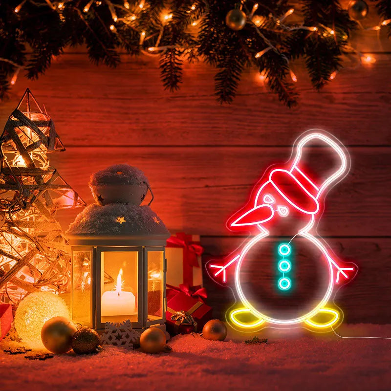 Cute Little Cool Snowman Neon Sign by manhattanneons.com - Add a charming touch to your holiday décor with this cute snowman neon sign.