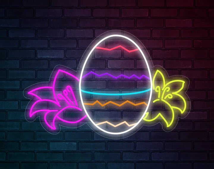 Colorful Egg Flowers Easter Neon Sign by manhattanneons.com – A vibrant floral Easter egg design.