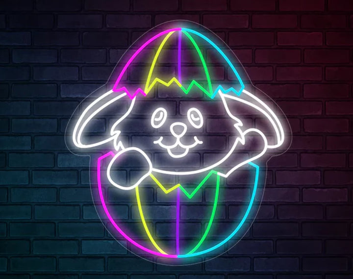 Egg Inside Bunny Easter Neon Sign by manhattanneons.com – A cute and glowing Easter bunny egg design.