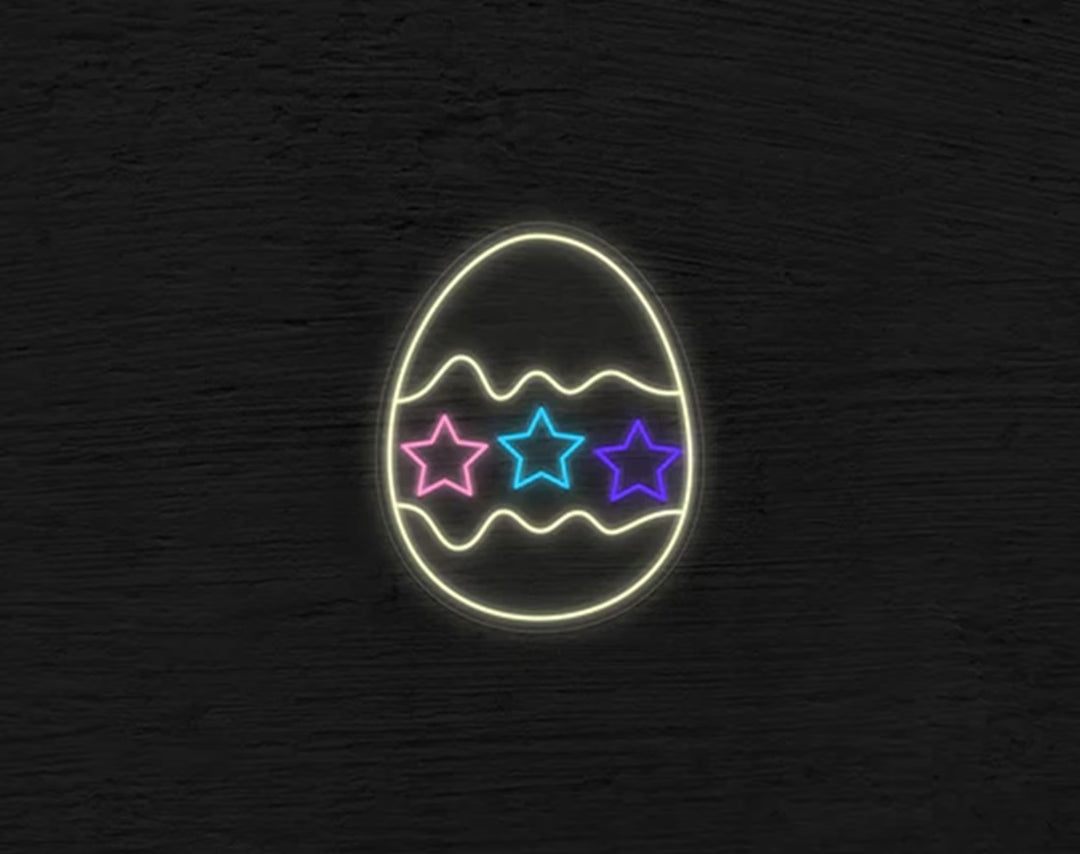 Easter Neon Sign Egg with 3 Stars by manhattanneons.com – A shining Easter egg neon design.