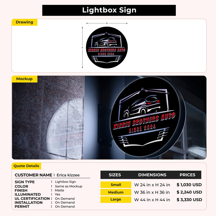 Lightbox Sign For Erica kizzee