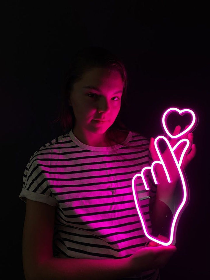 Finger Heart Neon Sign ManhattanNeons