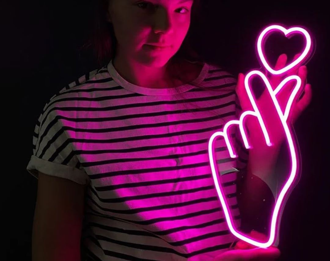 Finger Heart Valentine's Day Neon Sign by manhattanneons.com – Spread love and positivity with this neon art.