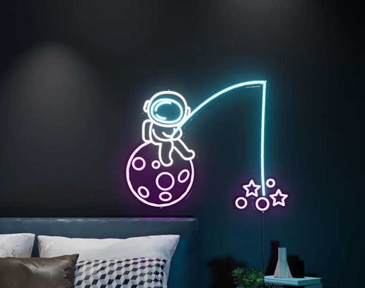 Fishing The Stars LED Neon Sign by manhattanneons.com - Catching dreams in neon light.