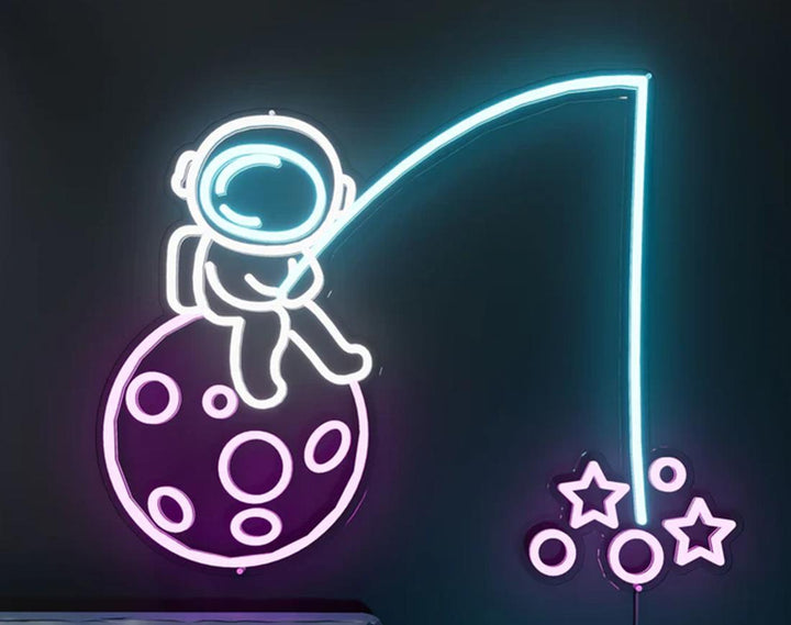 Fishing The Stars LED Neon Sign by manhattanneons.com - Catching dreams in neon light.