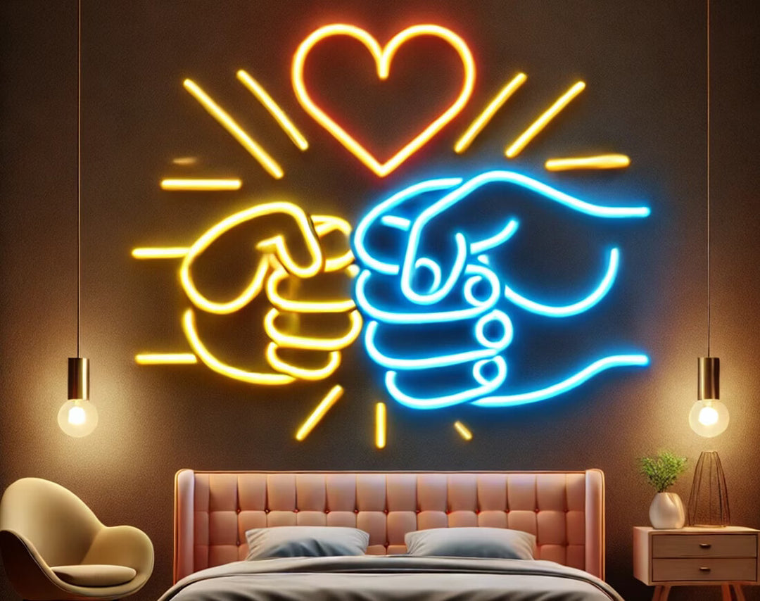 Fist Bump Father and Son Neon Sign by manhattanneons.com - Celebrate the bond with this cool LED Neon Sign.
