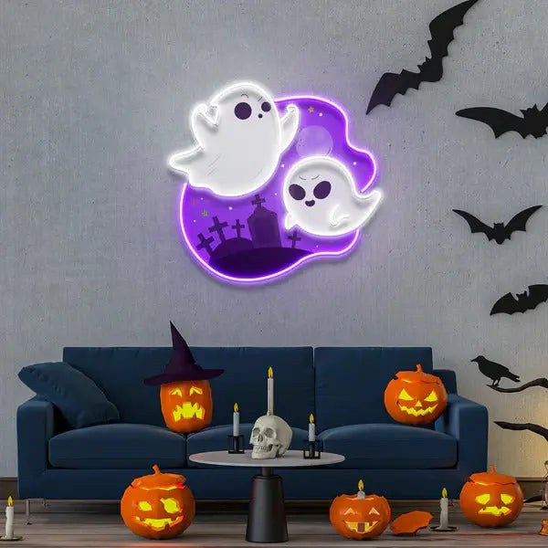 Ghost Halloween Day UV Light | Neon Art & Quick Install Kit ManhattanNeons