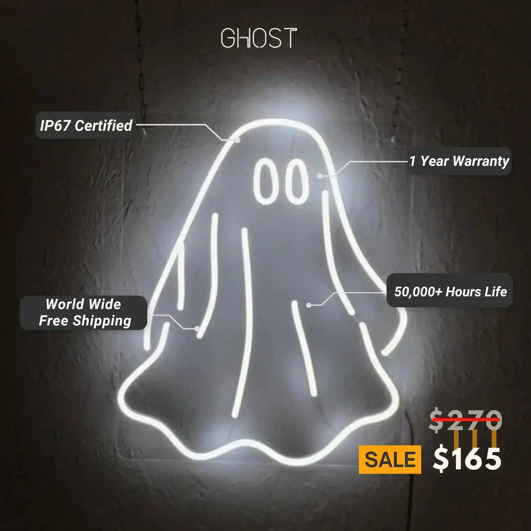 Ghost Neon Sign for Halloween - Illuminate the Spooky Season with Eerie Radiance - from manhattonneons.com.