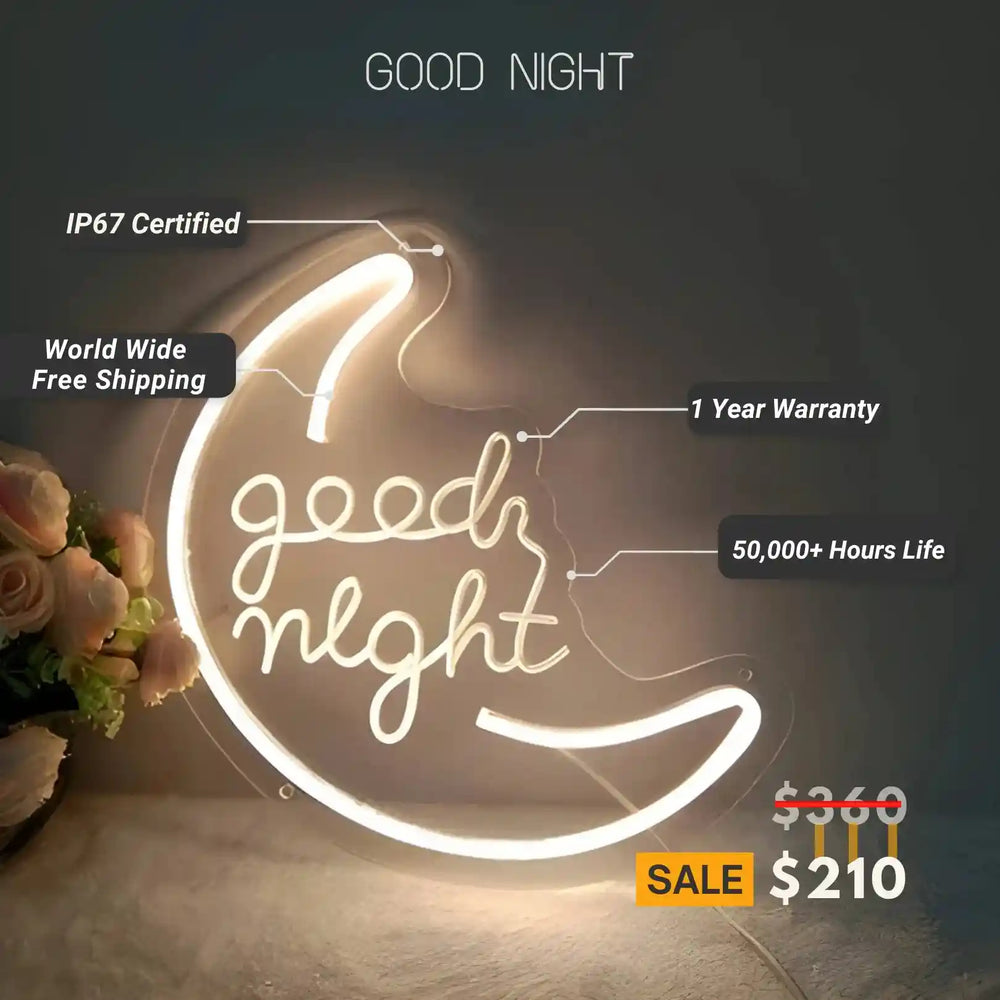 Good Night Neon Sign | Embrace Serenity and Sweet Dreams - from manhattonneons.com.